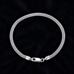925 Sterling Silver Italian Popcorn Chain Mesh Bracelet – NEW